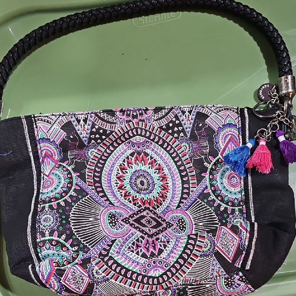 Sakroots Black Multicolor Embroidered Clutch